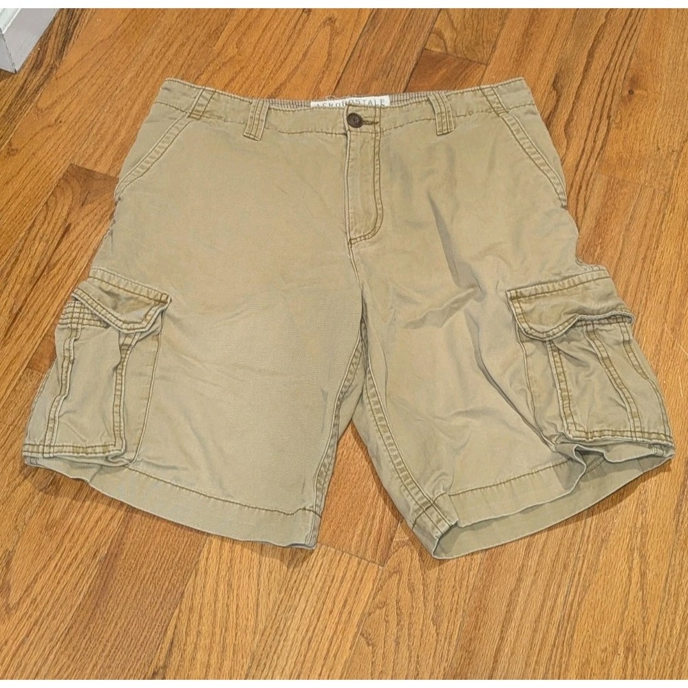 Y2K Utility Cargo Shorts Khaki Relaxed Fit 100% Cotton Aeropostale Mens 34
